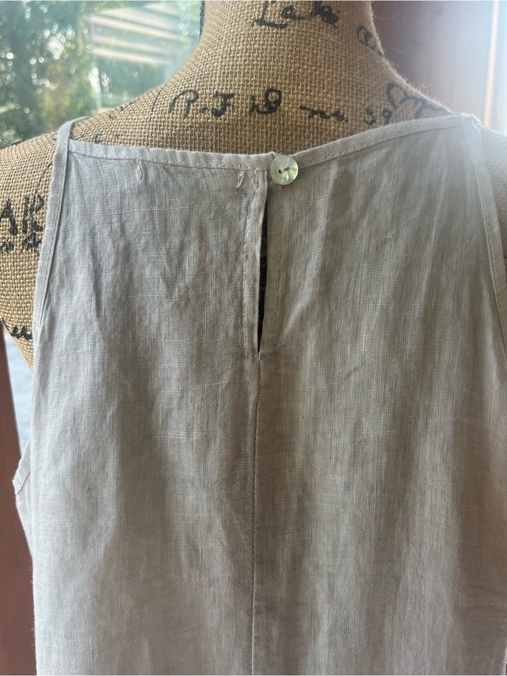 Lightweight Sleeveless 100 % Linen Maxi dress - beige/neutral - made in Italy - Picture 3 of 8